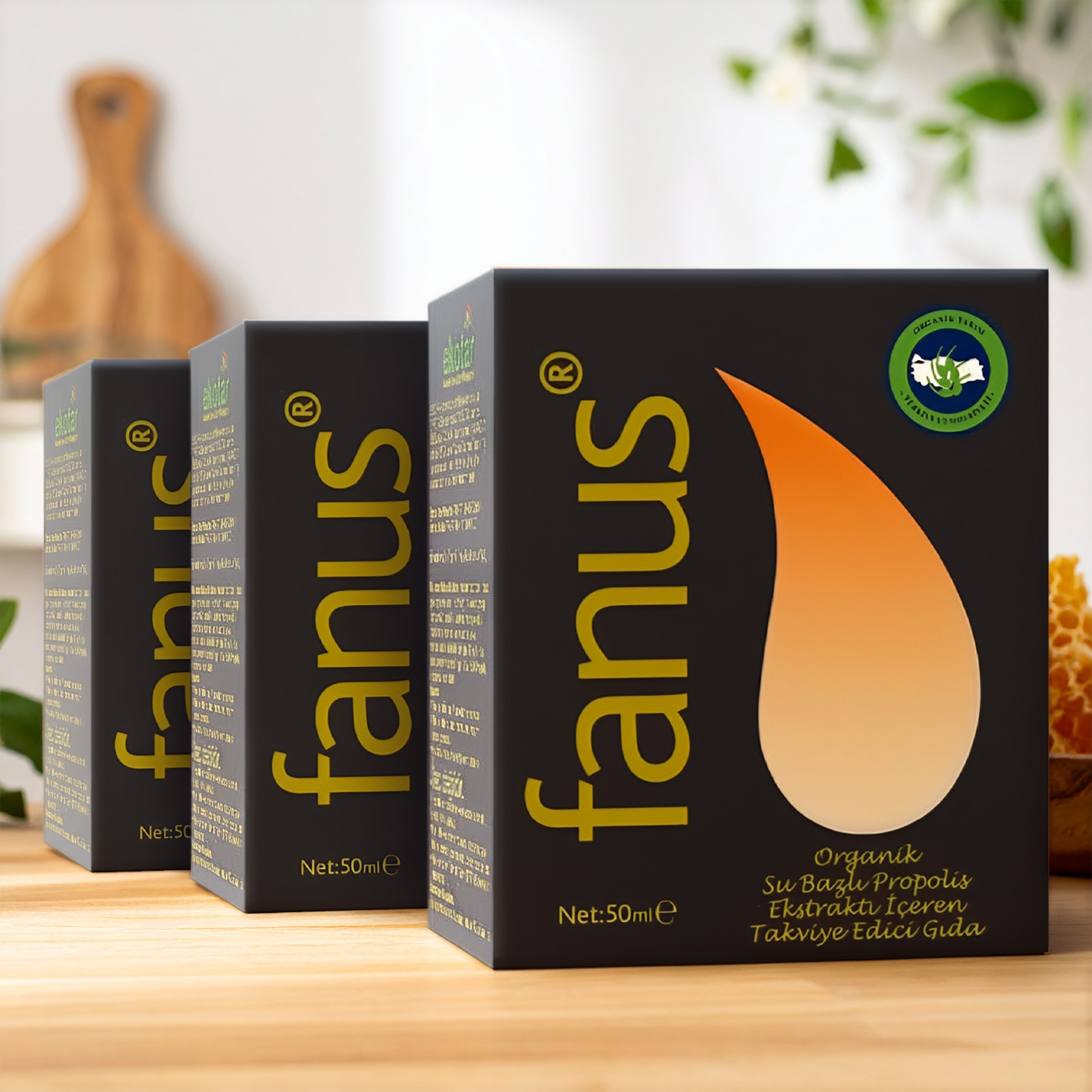 Fanus Su Bazlı Organik Propolis 50ml x 3 Adet Avantajlı Paket