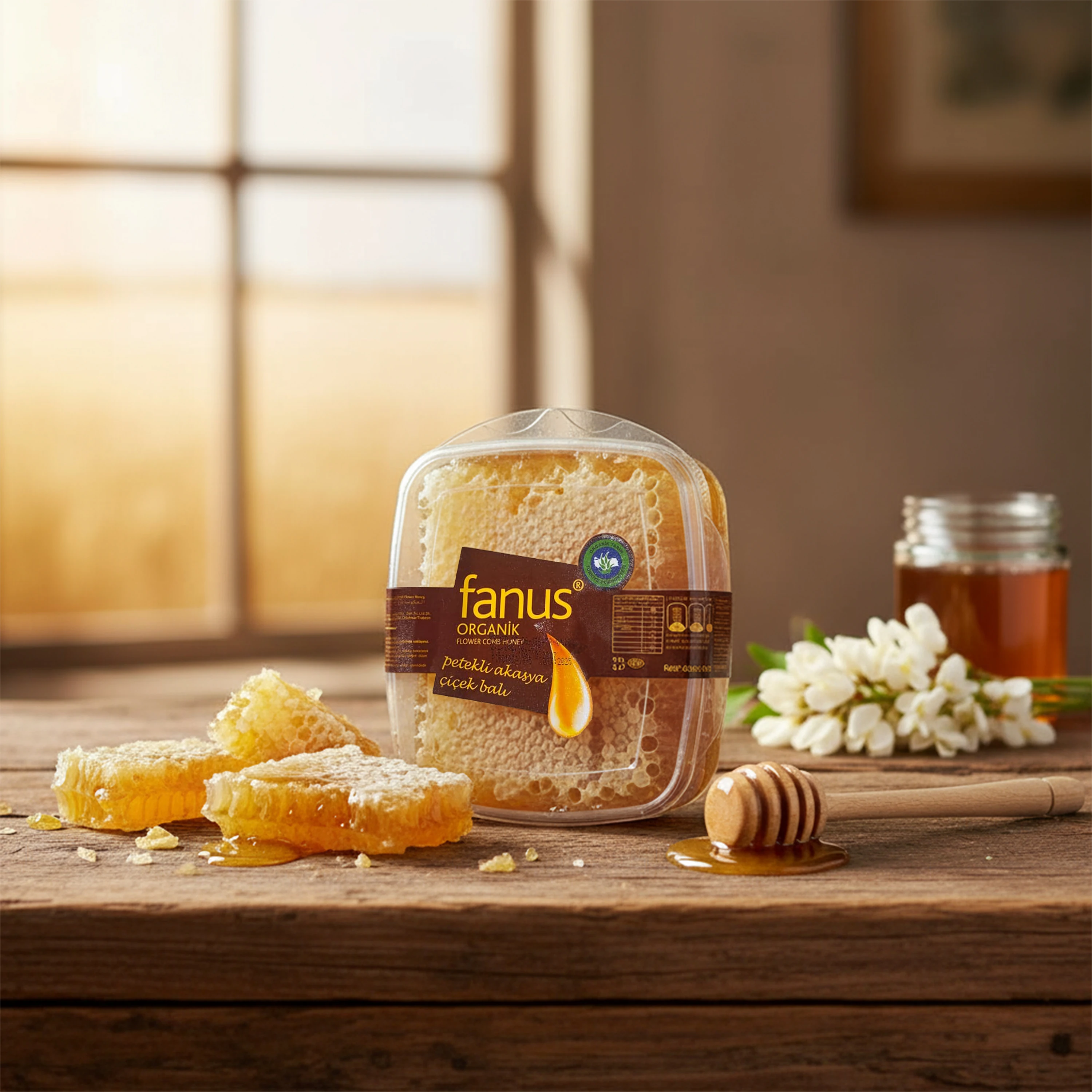 Organik Petekli Çiçek Balı 430Gr