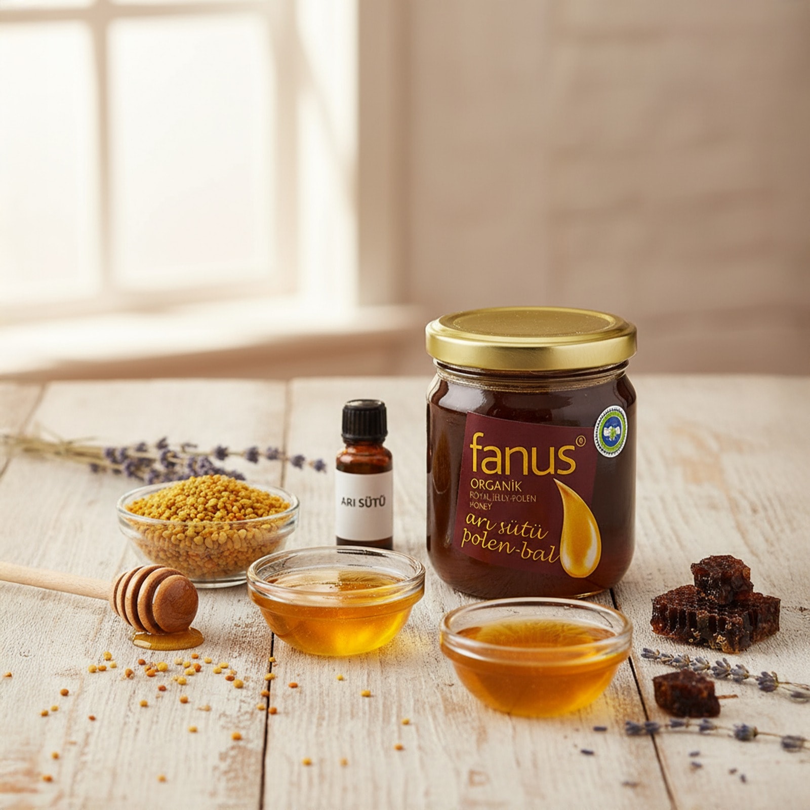 Fanus Organik Arısütü Polen Bal Karışımı 240g