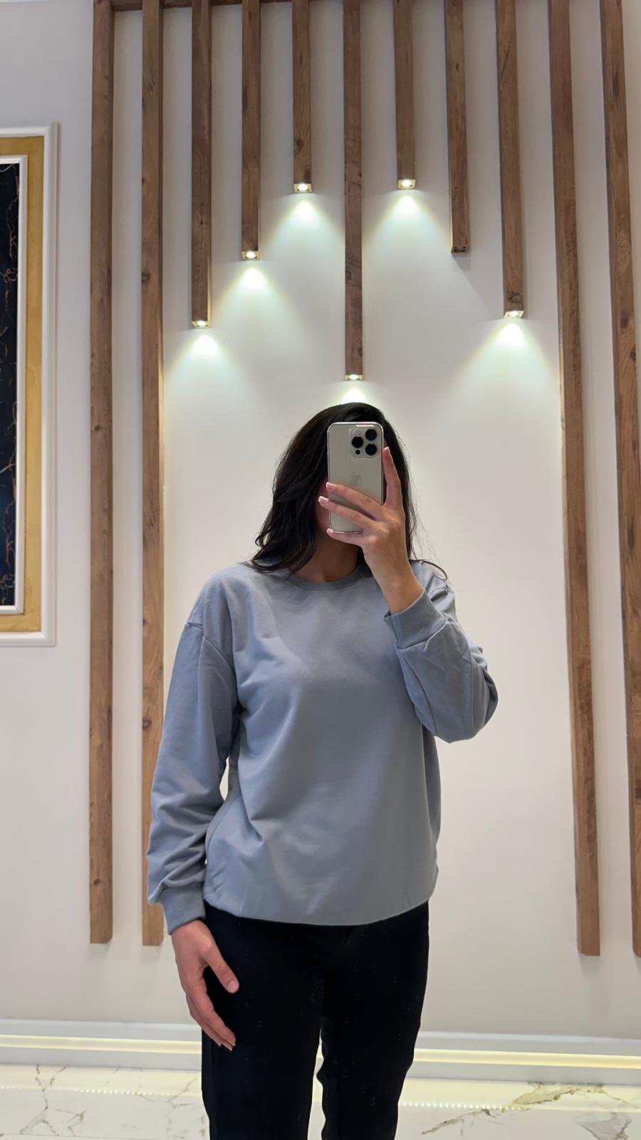 Düz Sweatshirt - Antrasit