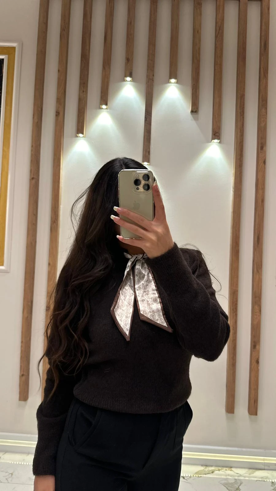 Fular Detaylı Soft Triko - Kahverengi