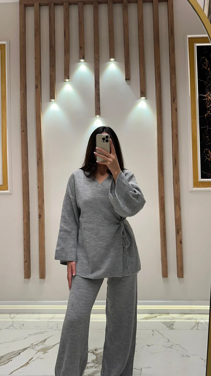 Kuşaklı Çapraz Triko Takım