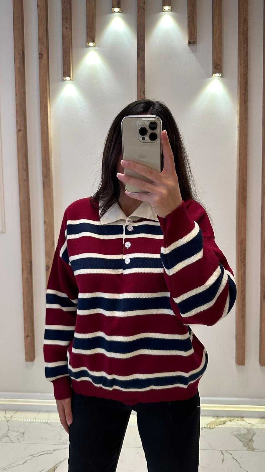Retro Polo Triko - Bordo