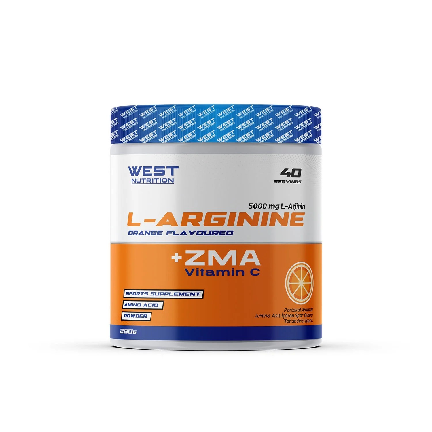 West Nutrition L-Arginine +Zma 280 gr (40 servis) Portakal