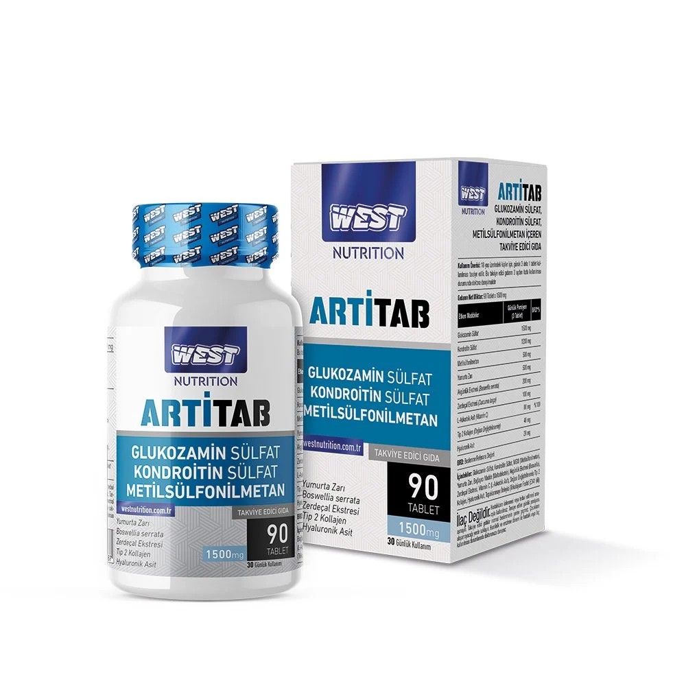 West Nutrition Artitab Glukozamin Sülfat - Kondroitin Sülfat - MSM - Hyaluronik Asit - Tip 2 Kollajen 90 tablet