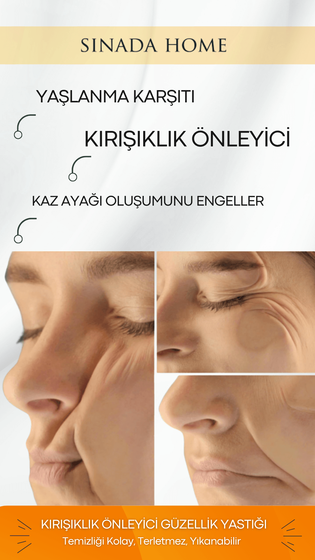 Sinada Home %100 Saf Dut İpek Kumaş Kılıflı Güzellik Yastığı ( Kırışıklık Önleyici )