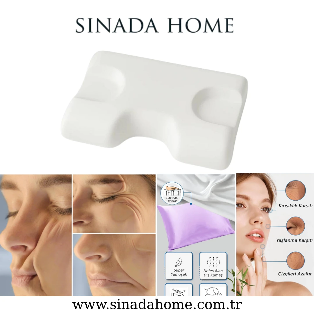 Sinada Home Kılıfsız Güzellik Yastığı, Kırışıklık Önleyici, Kazayağı Oluşumunu Engeller, Visco, Yumuşak Kullanım