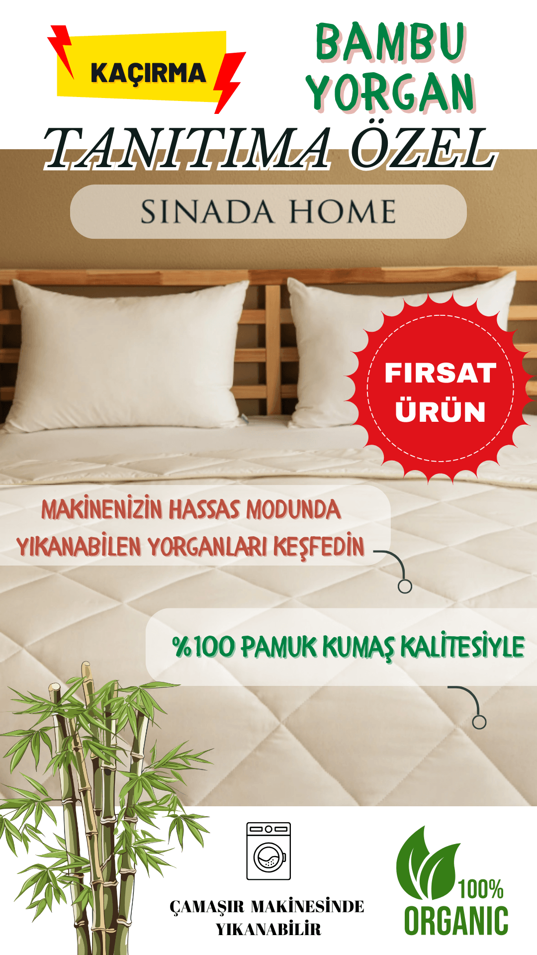 %100 Pamuk Kumaş %100 Bambu Dolgu Yorgan