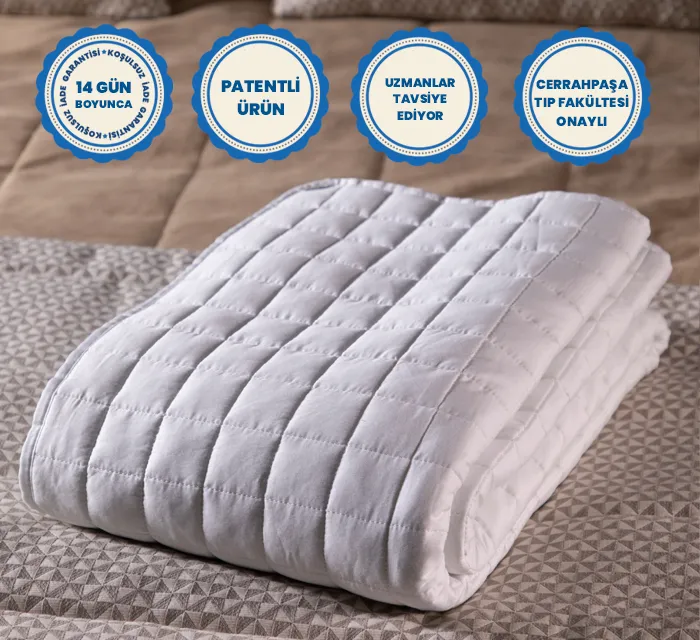 %100 Pamuk Kumaş Ağırlıklı Sarılma Battaniyesi Karma Taşlı (Ay, Selenity, Garnet, Mavi Apatit) %100 Organik Yün Dolgulu Dört Mevsim Kullanılabilir