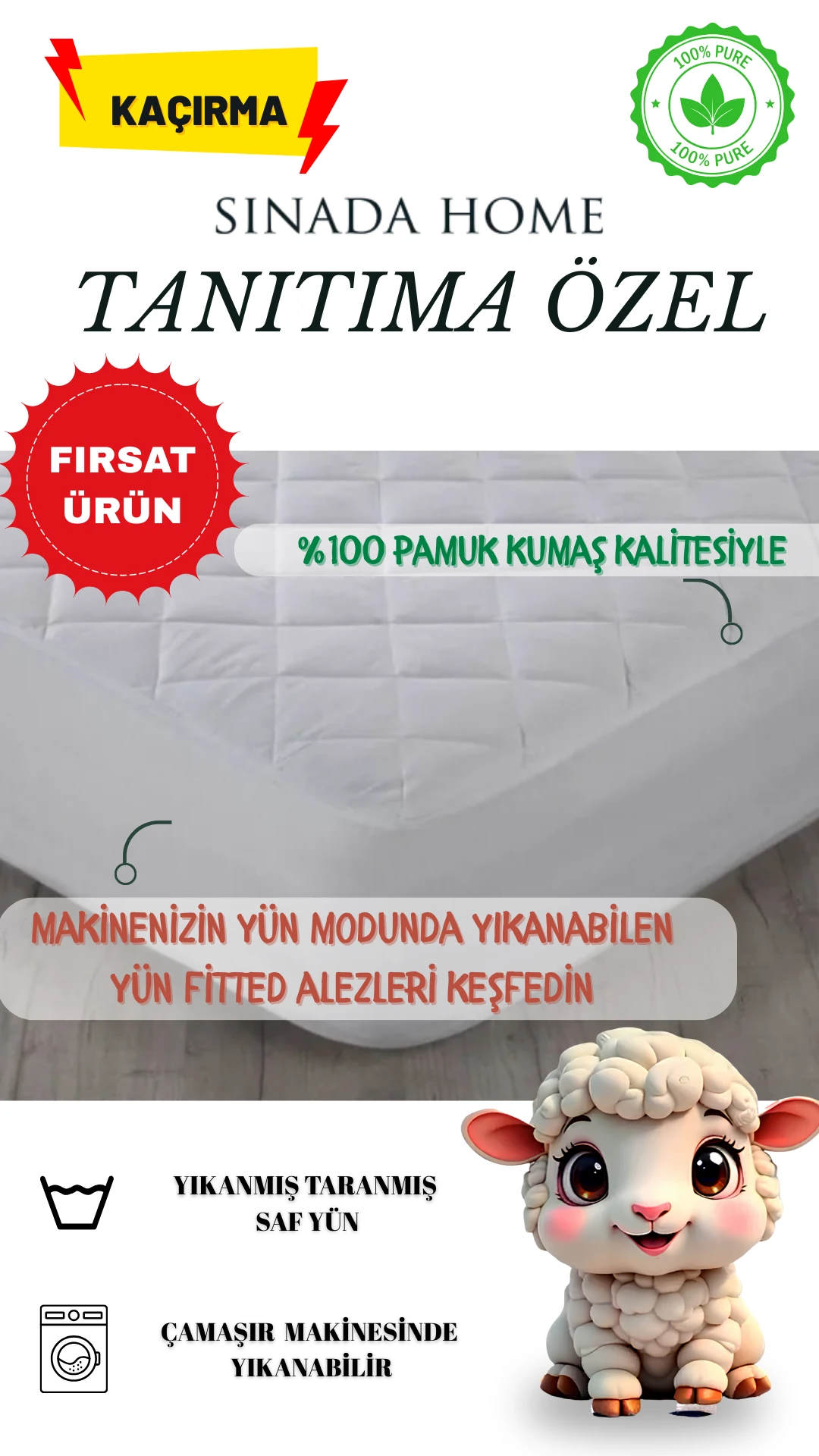 Kapitone Fitted Dışı Pamuk İçi Yün Dolgu Bebek & Çocuk & Tek & Çift Kişilik Alez Yatak Koruyucu