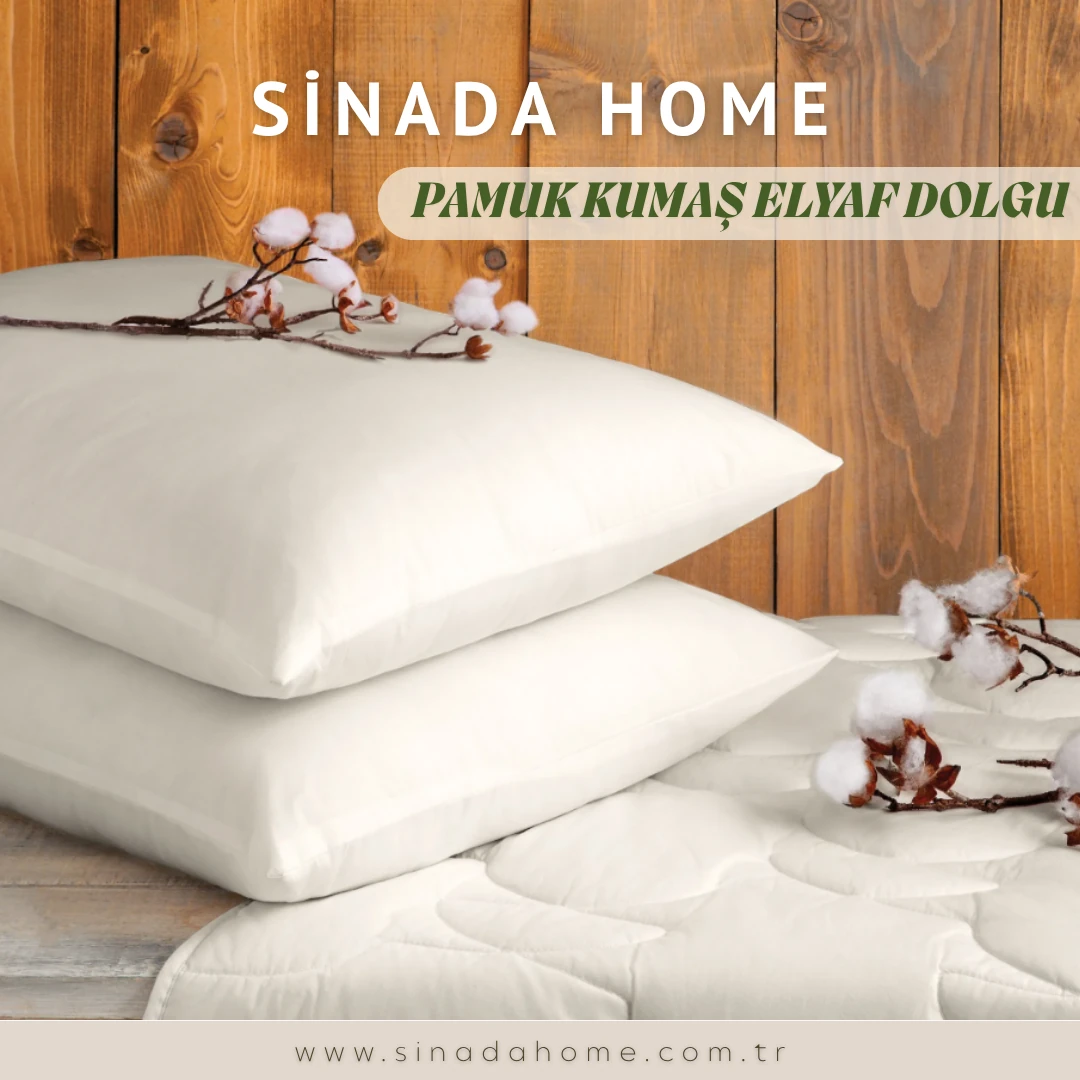 Sinada %100 Pamuk Dış Kumaş Elyaf Dolgu Beyaz Yastık