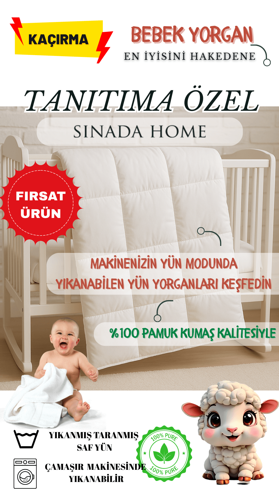 %100 Yün Dolgulu, %100 Pamuk Kumaş Yorgan 