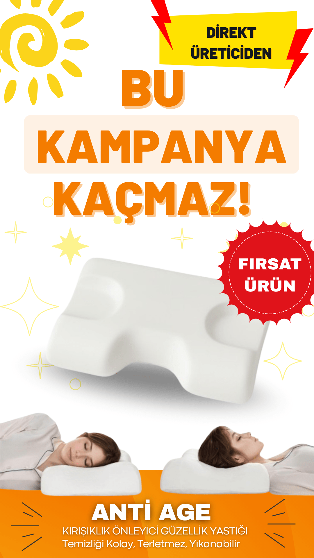 Sinada Home Kılıfsız Güzellik Yastığı, Kırışıklık Önleyici, Kazayağı Oluşumunu Engeller, Visco, Yumuşak Kullanım