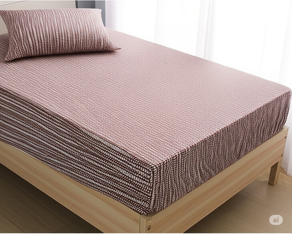 Sinada Home Tek Kişilik Yeşil Renkli Oval Çizgili 57 Tel Dokuma Kumaş 25 cm Derinlikli Lastikli Çarşaf ve Yastık Kılıfı