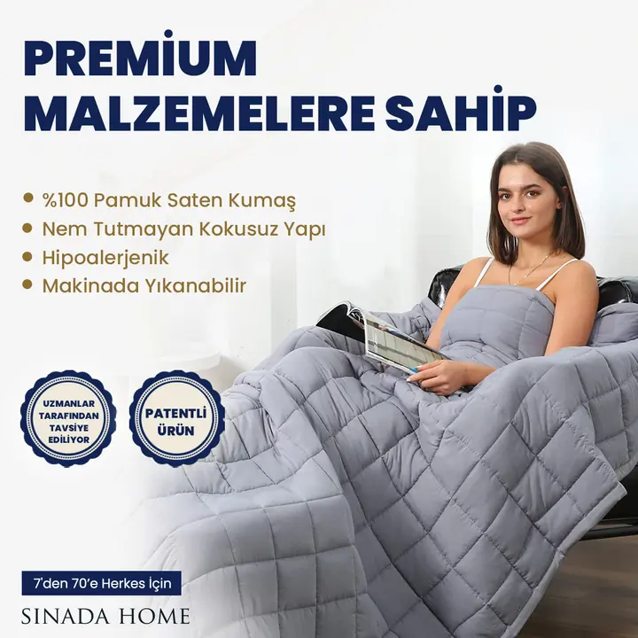 %100 Pamuk Kumaş Çocuklar için Ağırlıklı Sarılma Battaniyesi %100 Yün Dolgulu