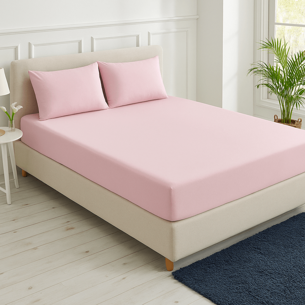 Sinada Home %100 Pamuk Pembe Lastikli Çarşaf Seti