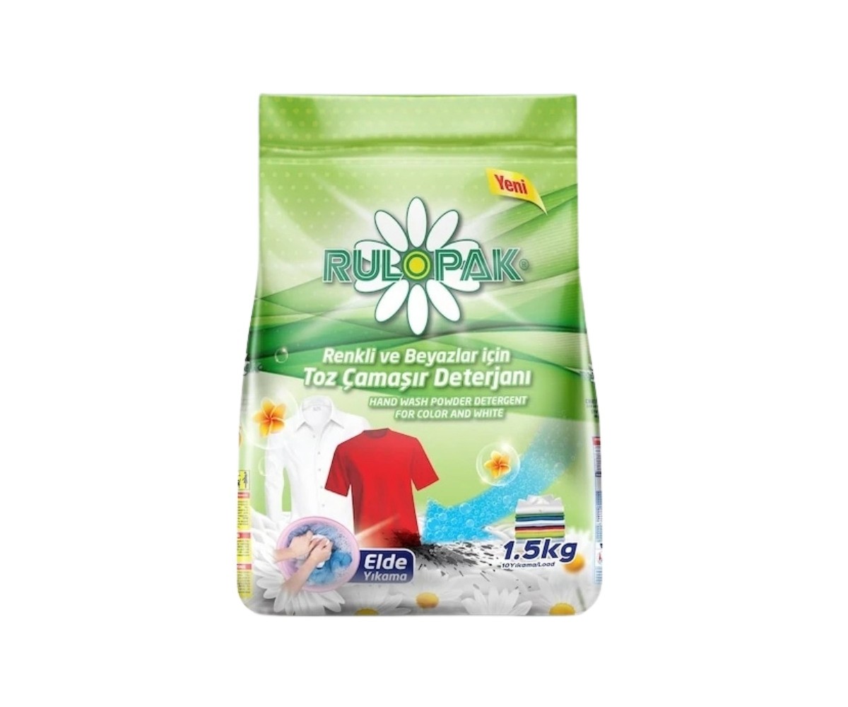 Rulopak Elde Yıkama Renkli Ve Beyazlar İçin Toz Çamaşır Deterjan 1.5 KG