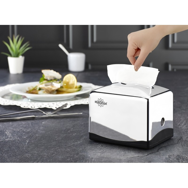 Rulopak R-1332 Tekçek Modern Mini Masaüstü Peçete Dispenseri Krom Kaplama