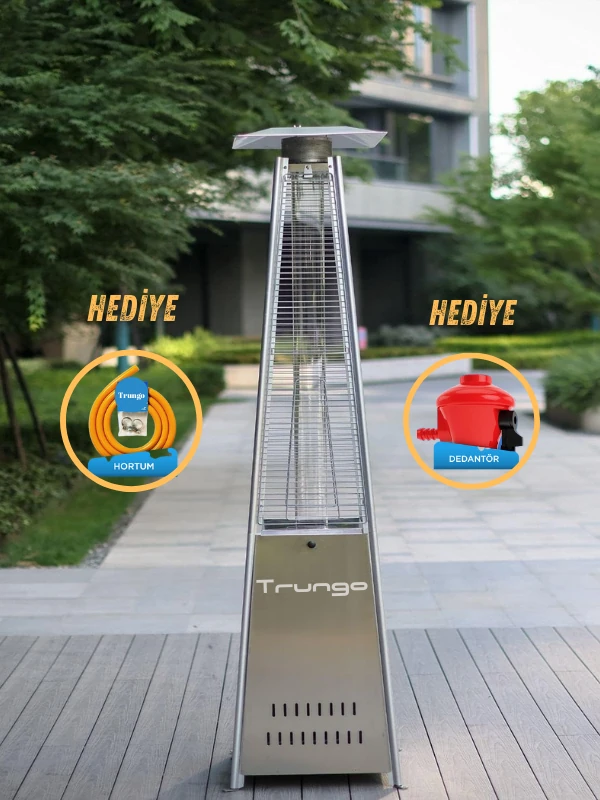 Trungo Piramit Soba Dış Mekan Isıtıcı Paslanmaz Inox