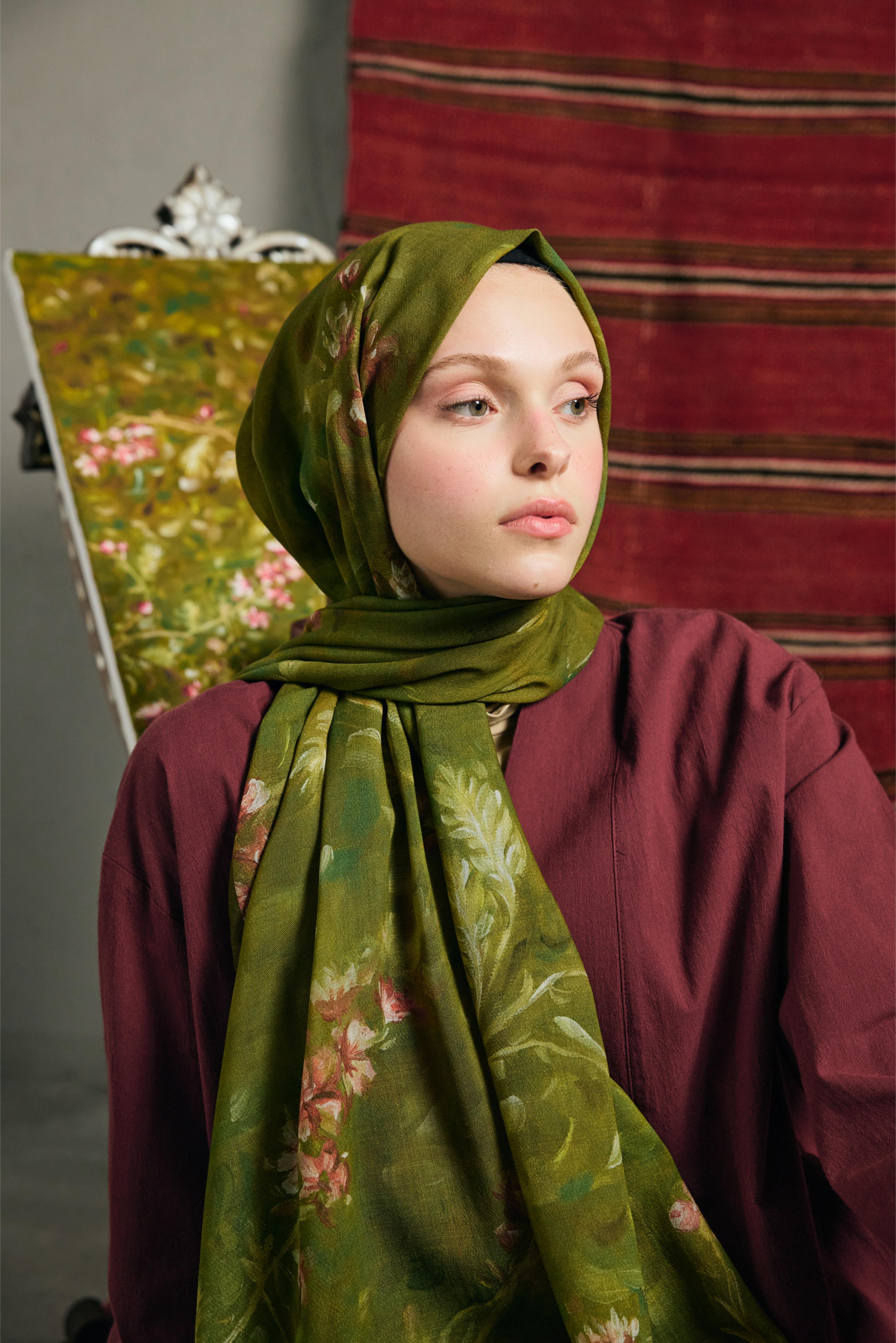 Açelya Aqua Green Silk Shawl