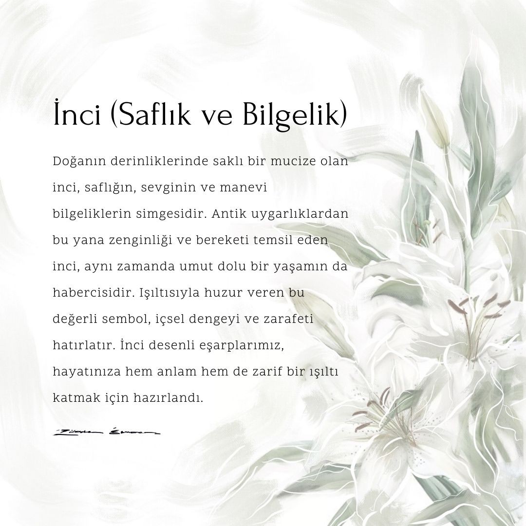 İnci İstiridye İpek Eşarp
