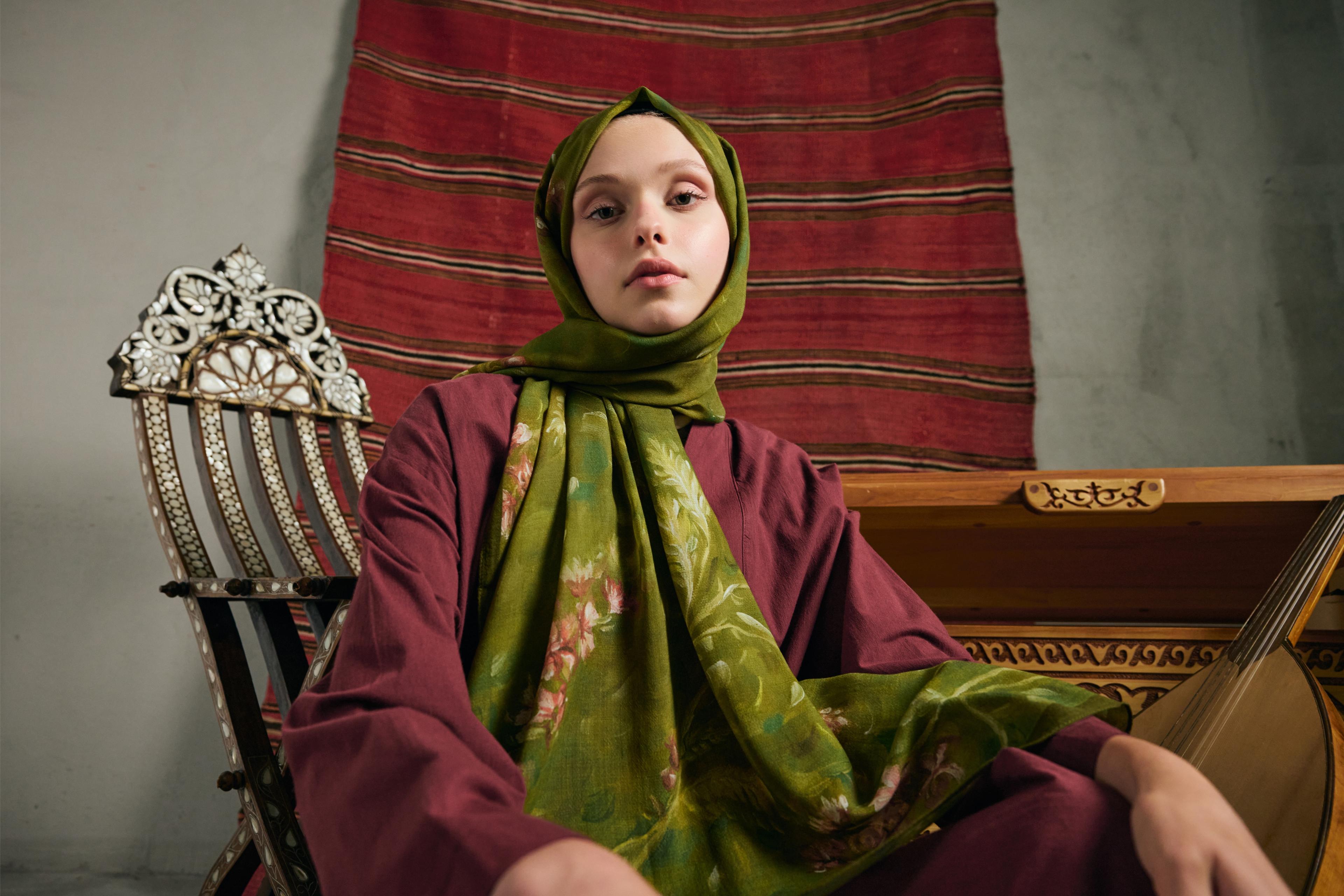 Açelya Aqua Green Silk Shawl
