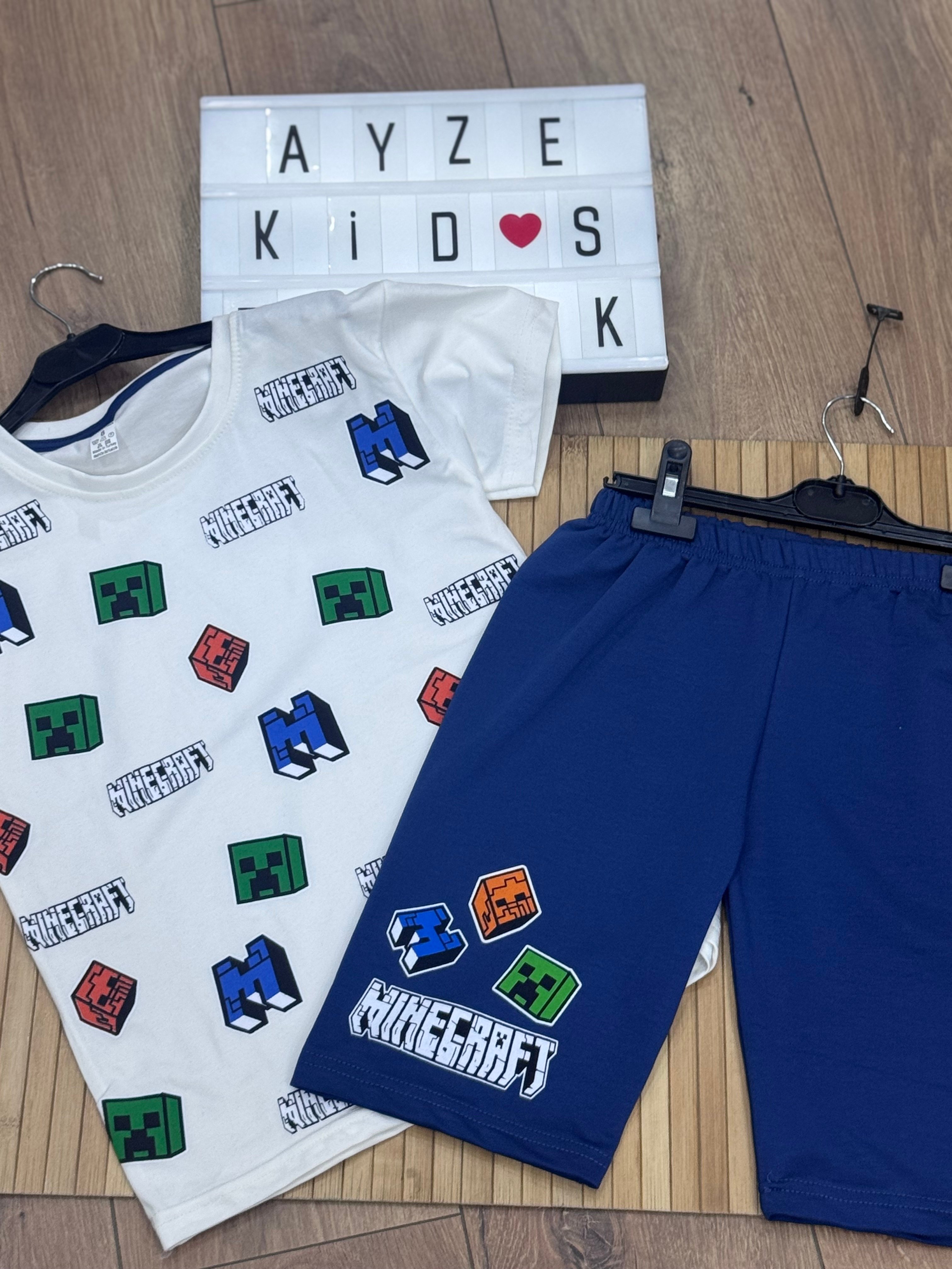 Minecraft Garson Boy İkili Takım Mavi
