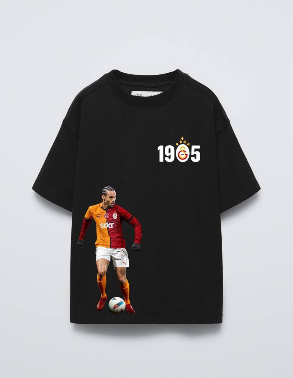 Bisiklet Yaka Taraftar Baskılı T-shirt Siyah