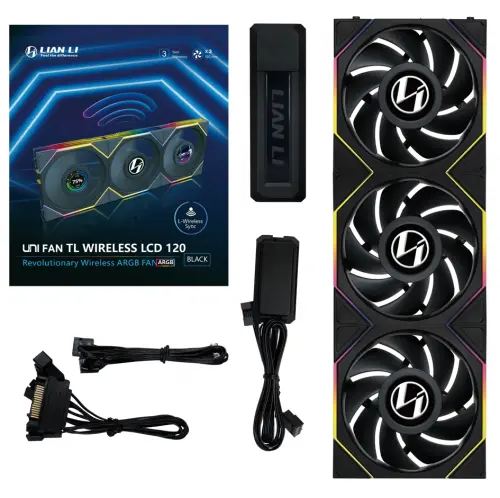Lian Li UNI FAN TL Wireless LCD 3×120 mm – Siyah Kasa Fan Seti