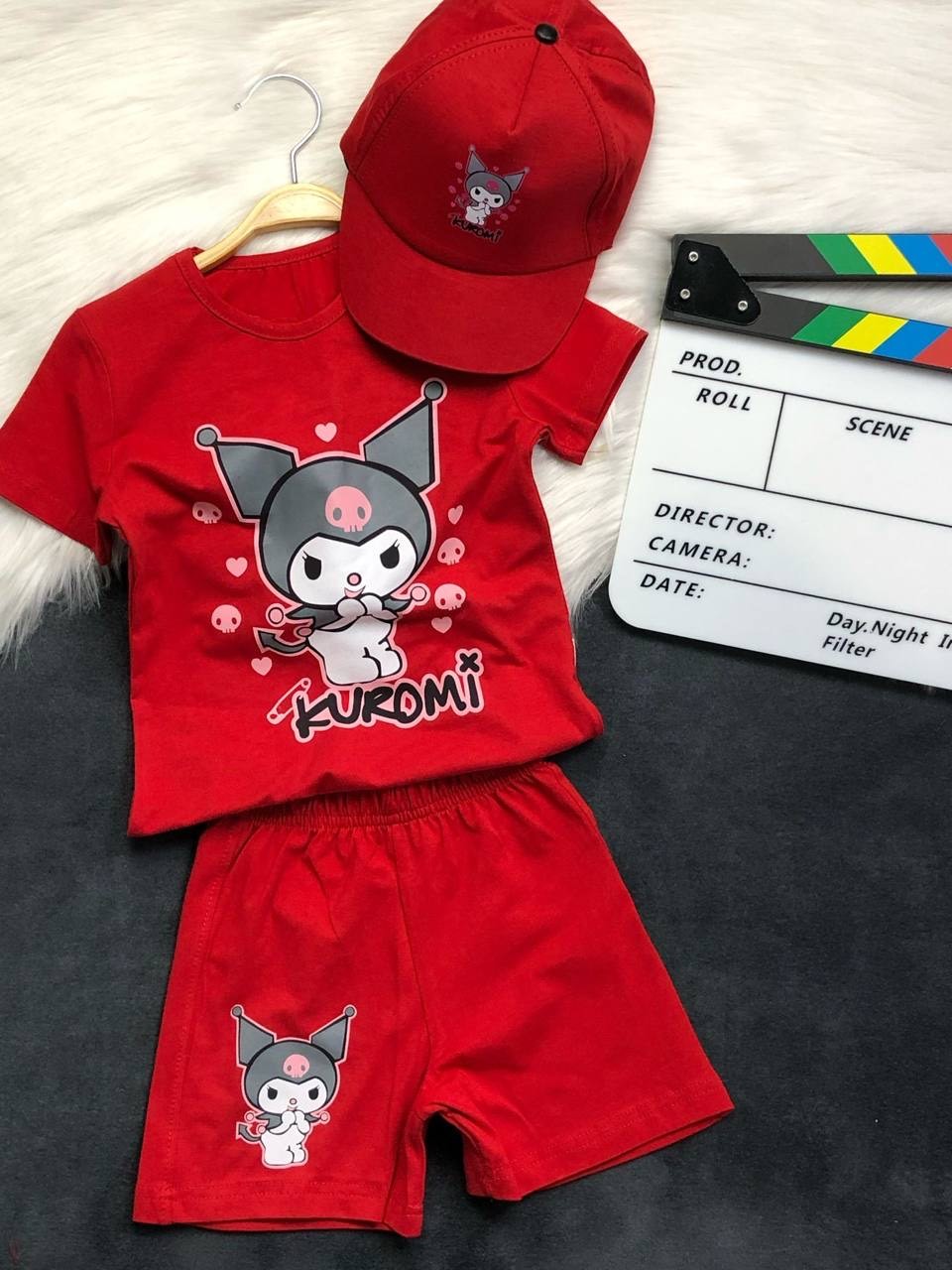 Kuromi Baskılı Şapkalı Takım