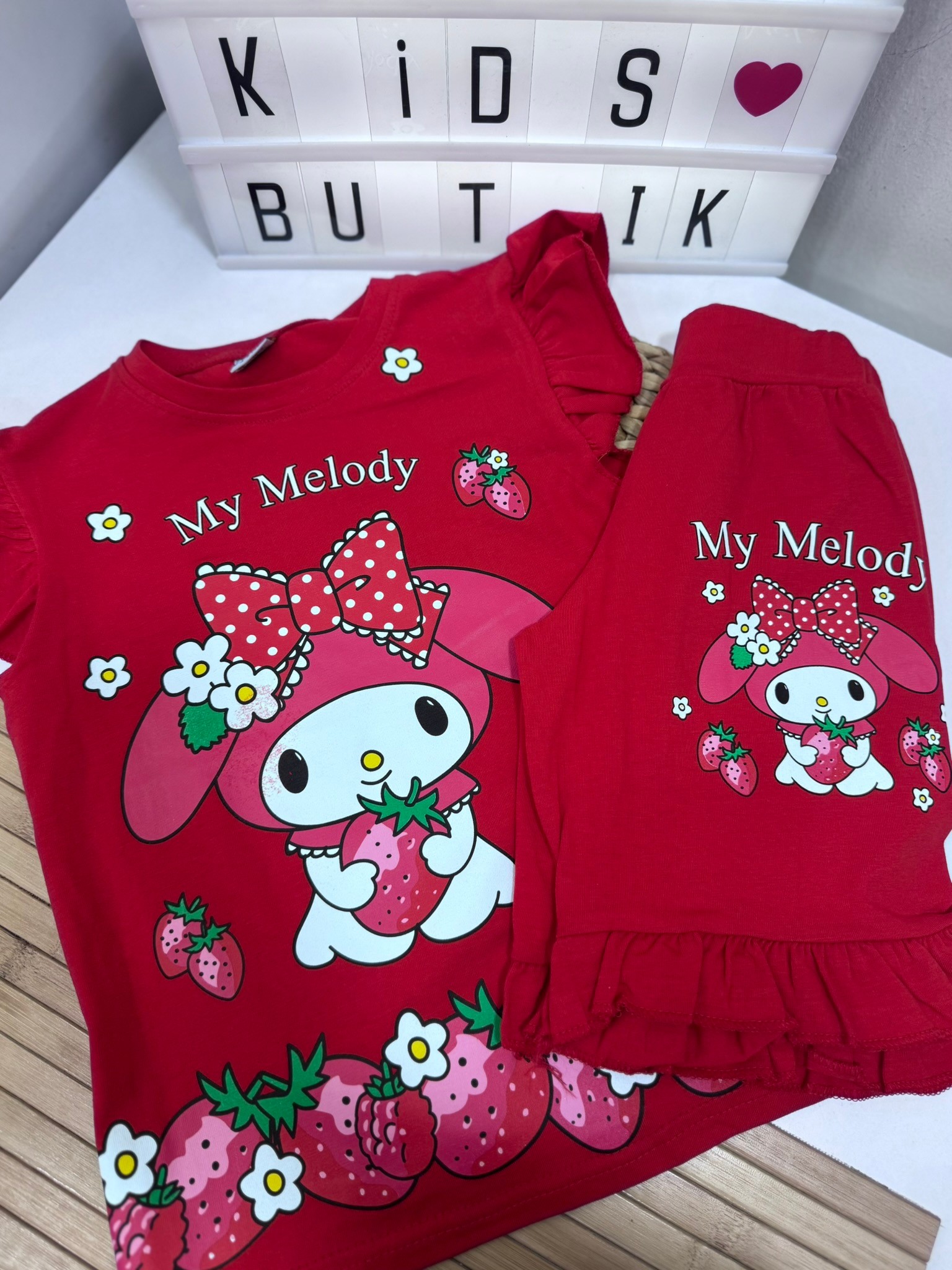 My Melody Kız Çocuk Şortlu Takım Kırmızı