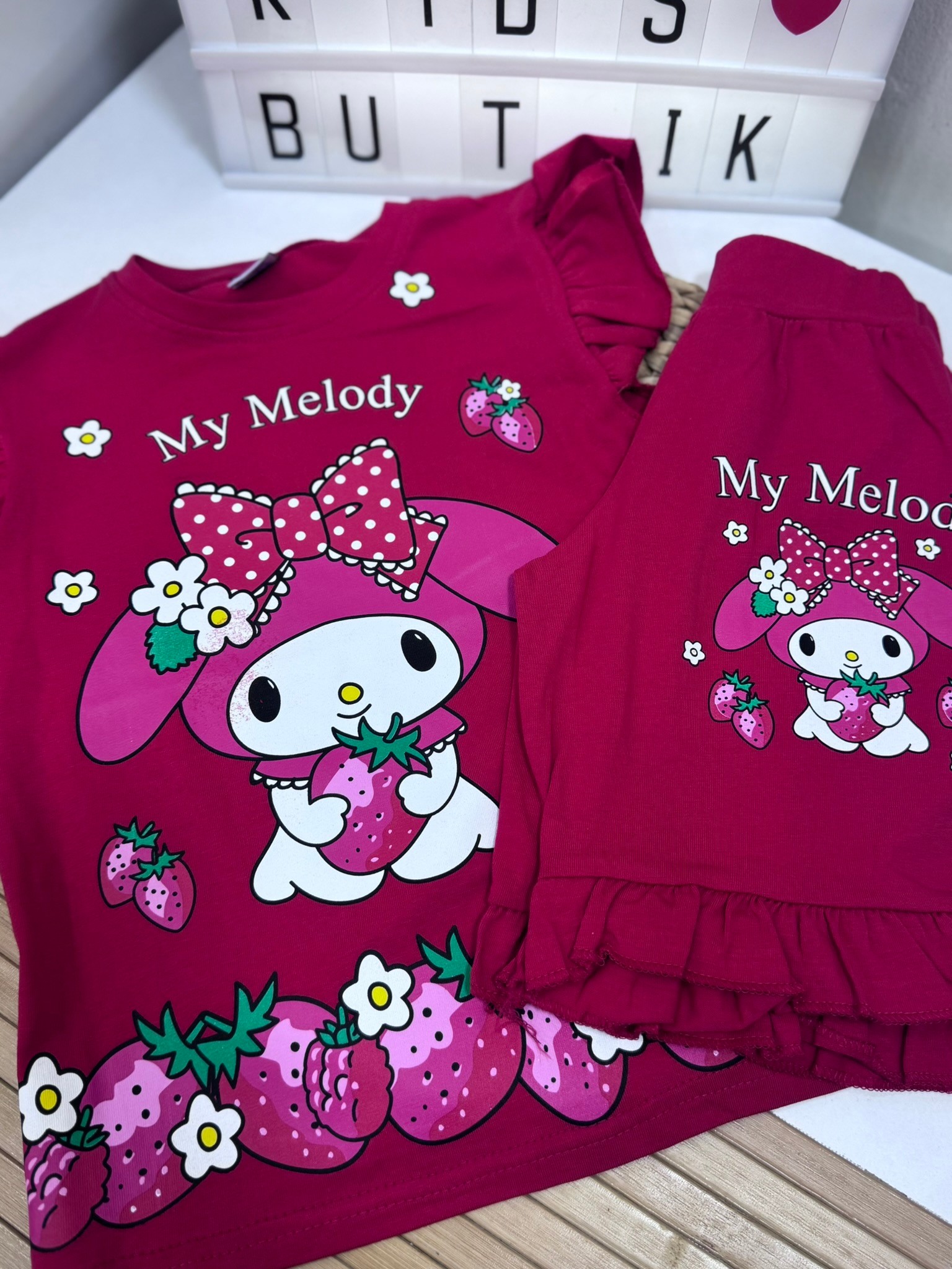 My Melody Kız Çocuk Şortlu Takım Kırmızı