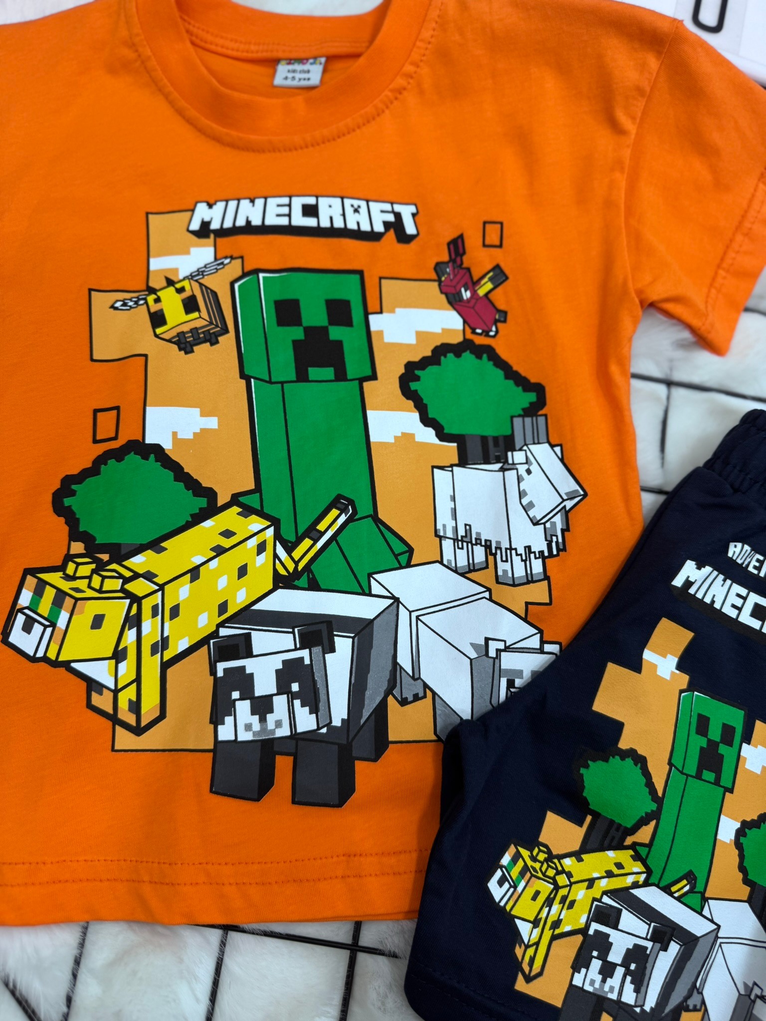 Minecraft %100 Pamuklu Alt Üst Takım Turuncu