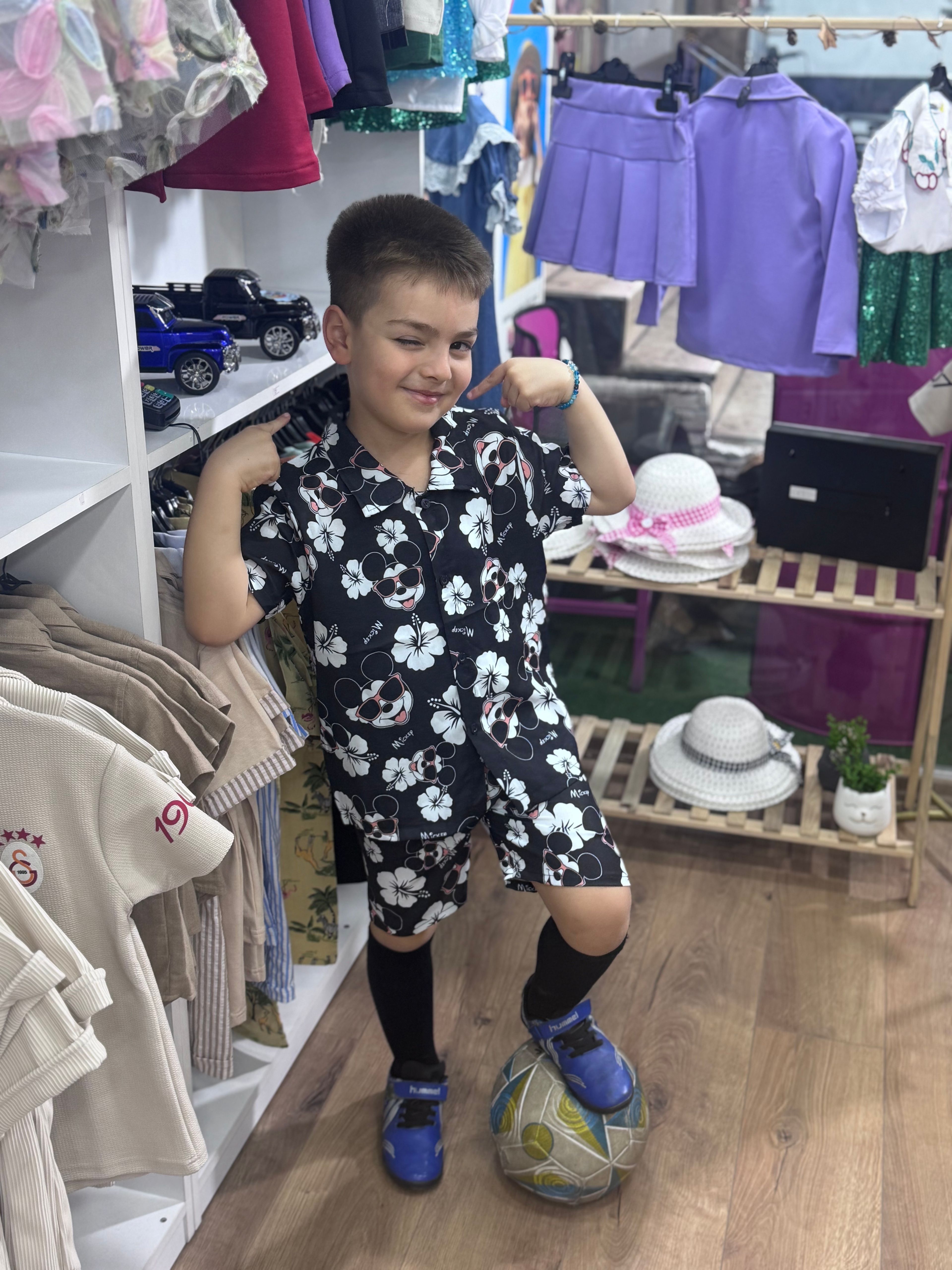 Mickey Mouse Desen Şifon Alt Üst Takım