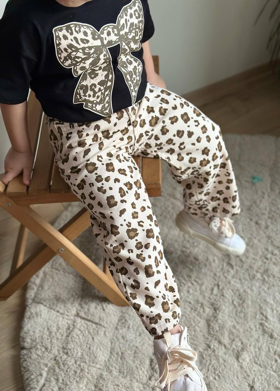Leopar Jean T-shirt İkili Kombin Siyah