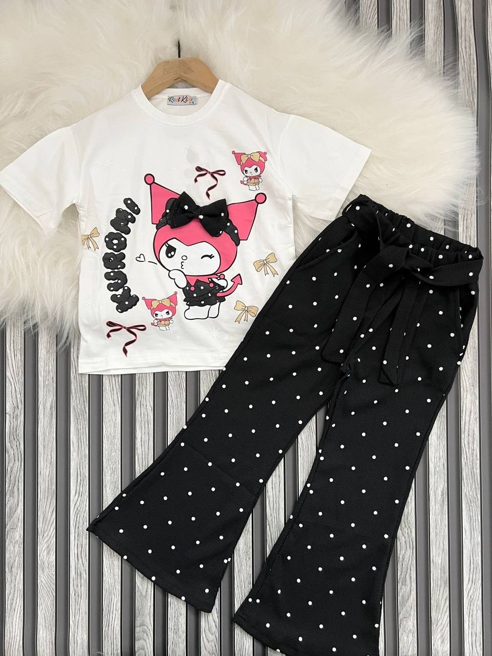 Kuromi T-shirt Bürüöcük Kumaş Taytlı Takım