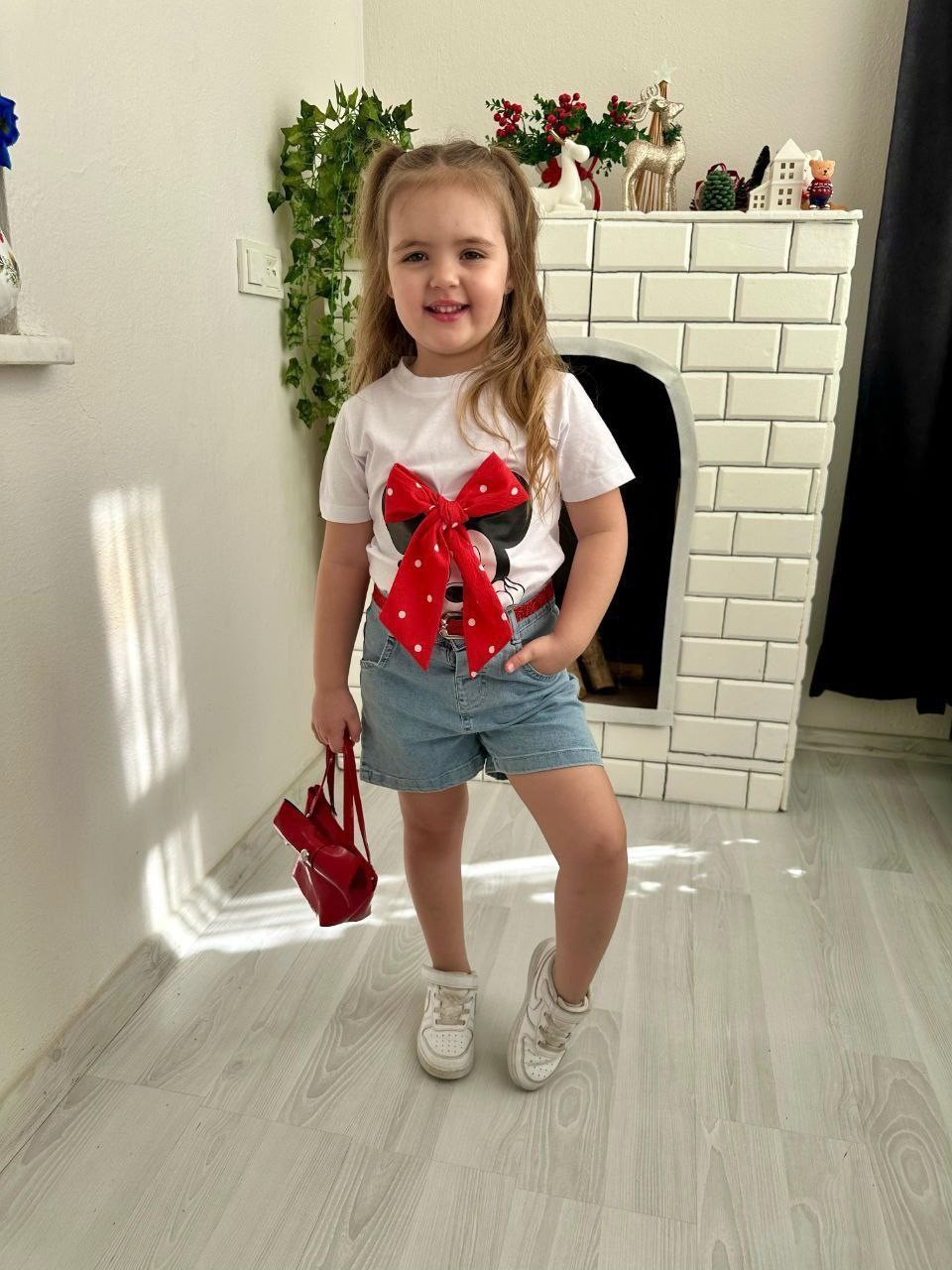 Mickey Desen t-shirt Şort Çanta Kemer Takım