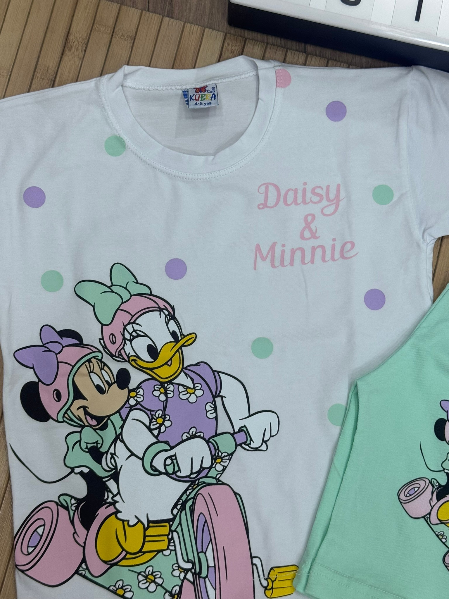 Daisy Baskılı Biker Tayt Takım Yeşil