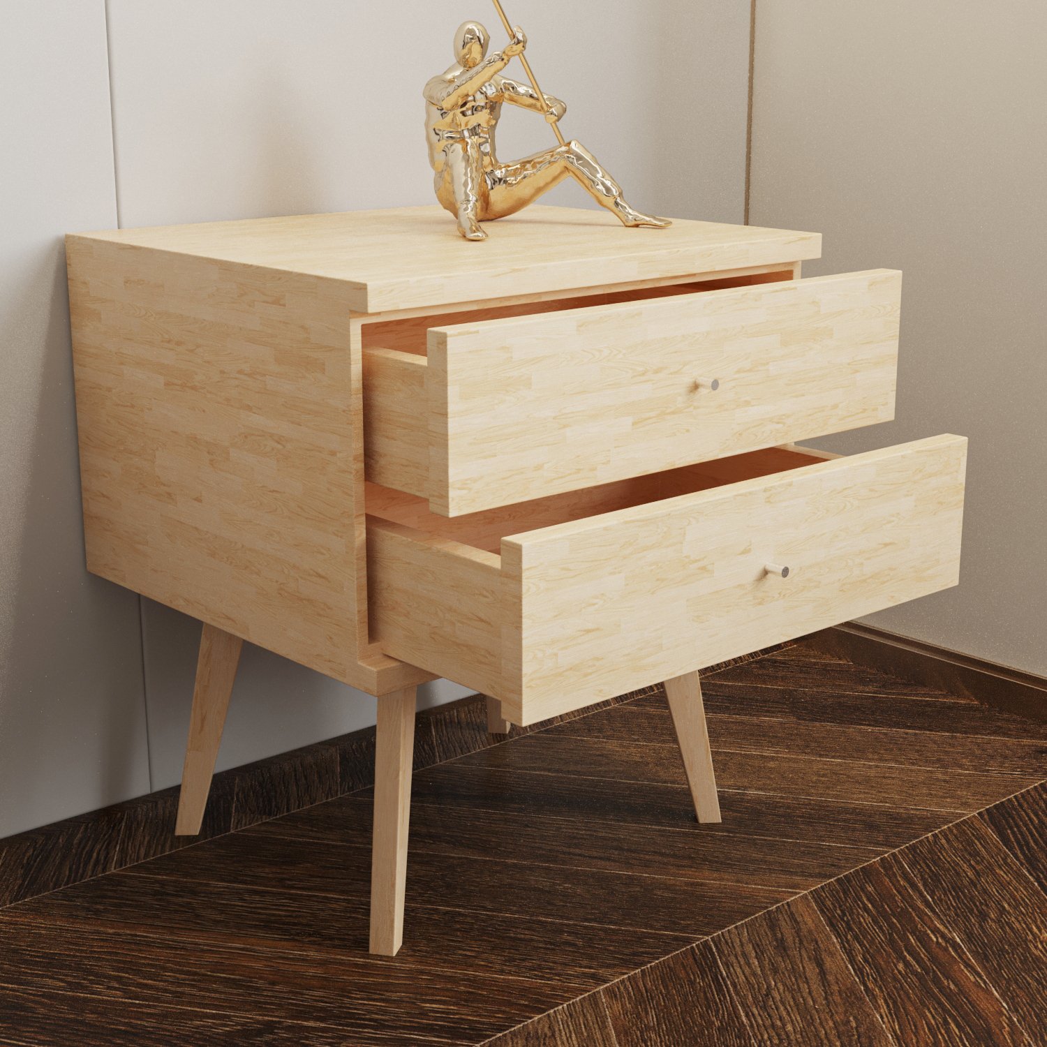  Belarus Wooden Nightstand with Drawers