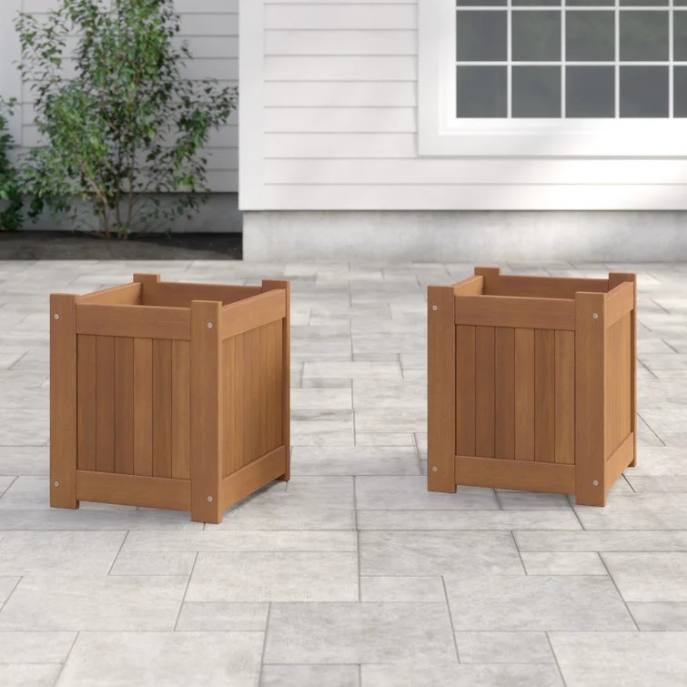  Edol 2pcs Wooden Flower Pot