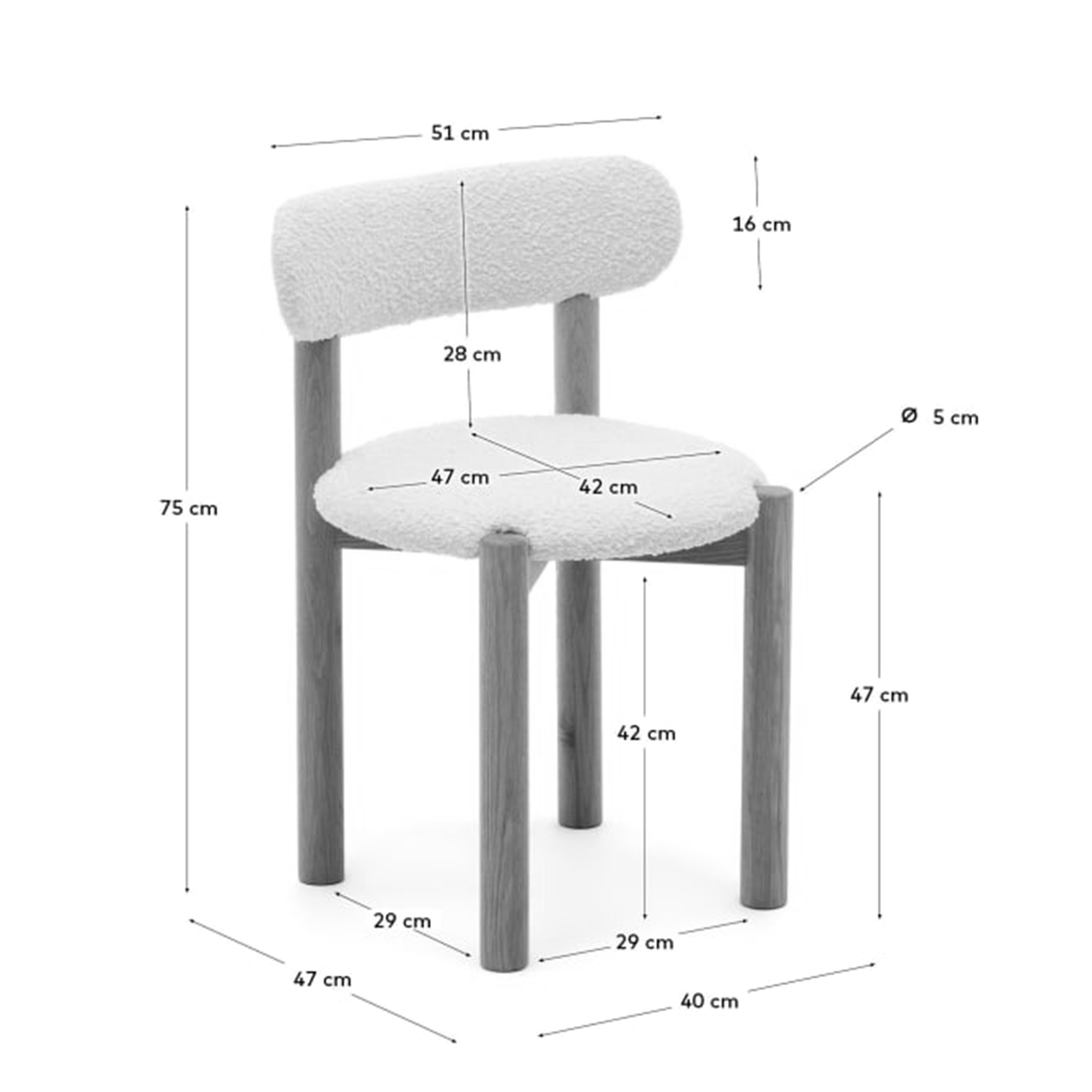 Siena Wooden Chair  - Siyah