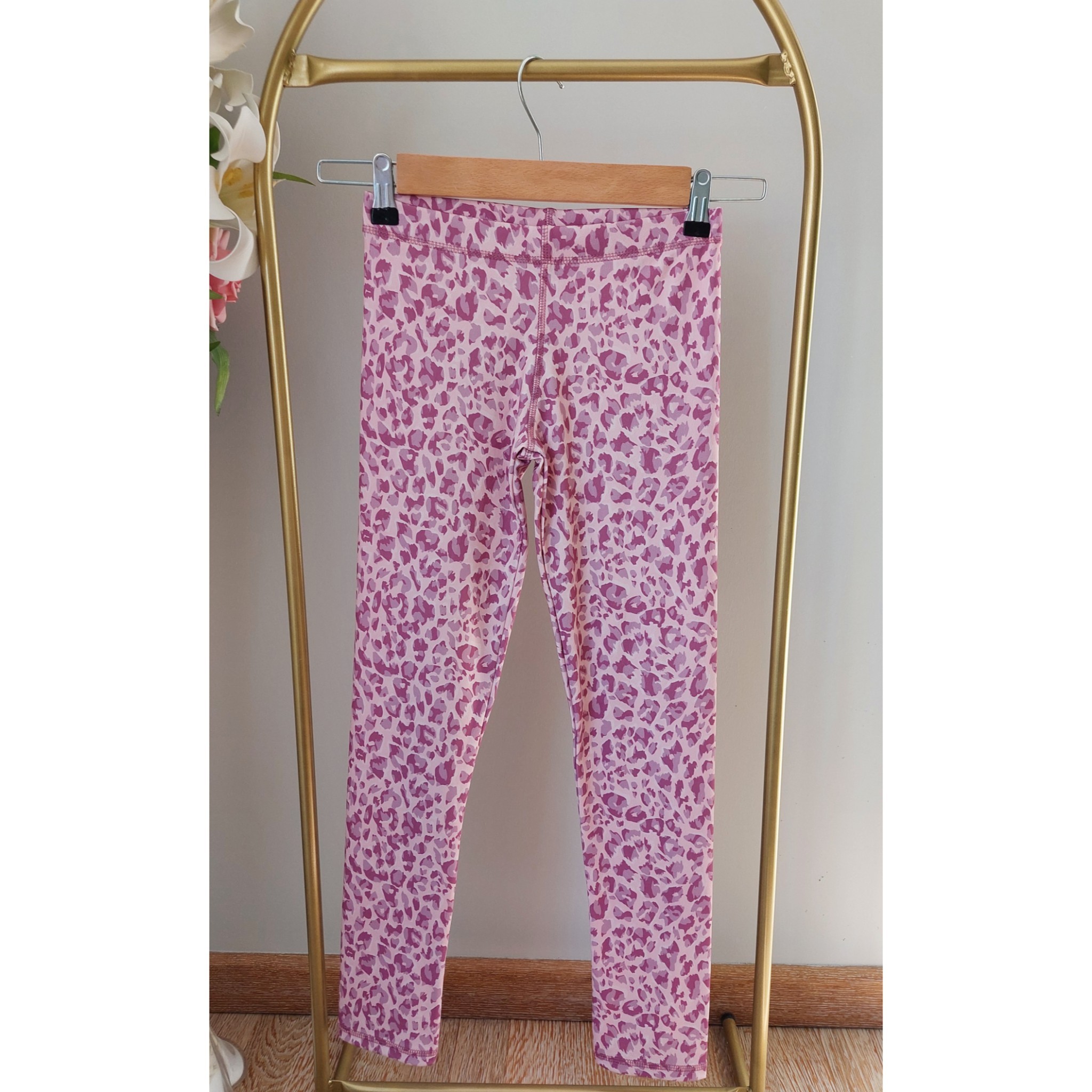 Pembe Leopar Desen Sporcu Tayt