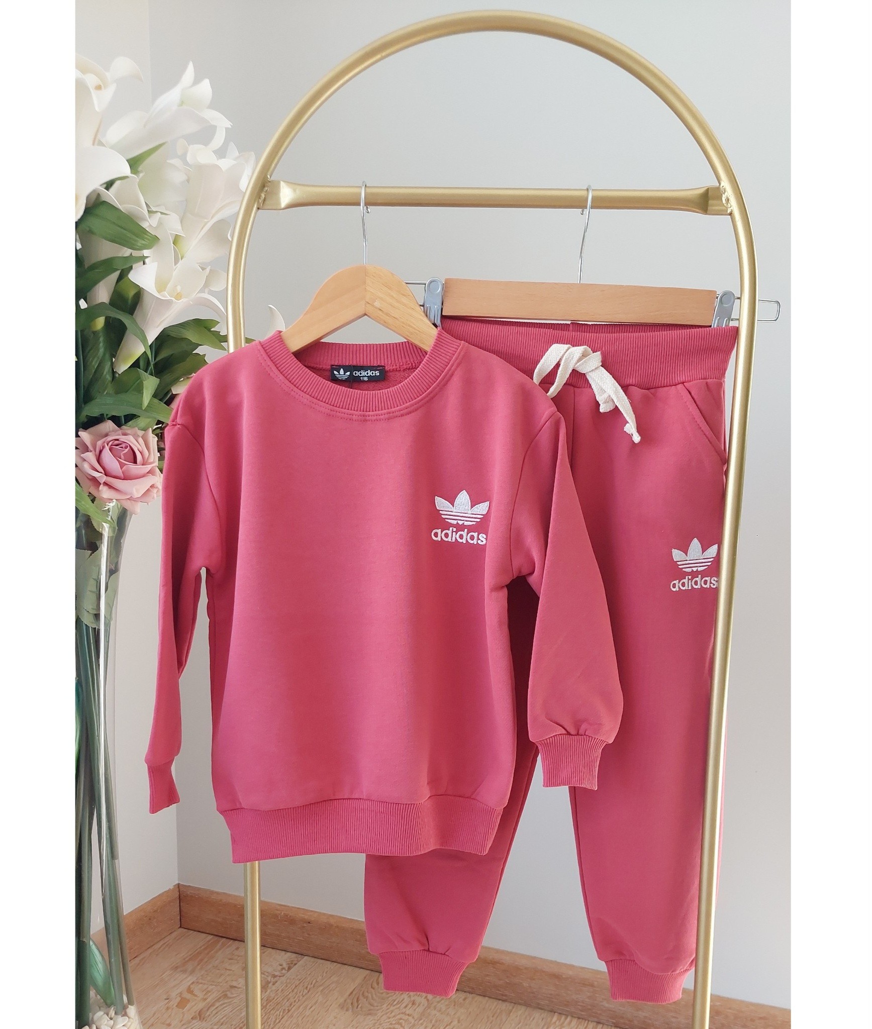Kırmızı Renk,3 İplik ,Şardonsuz,Unisex Eşofman Takımı