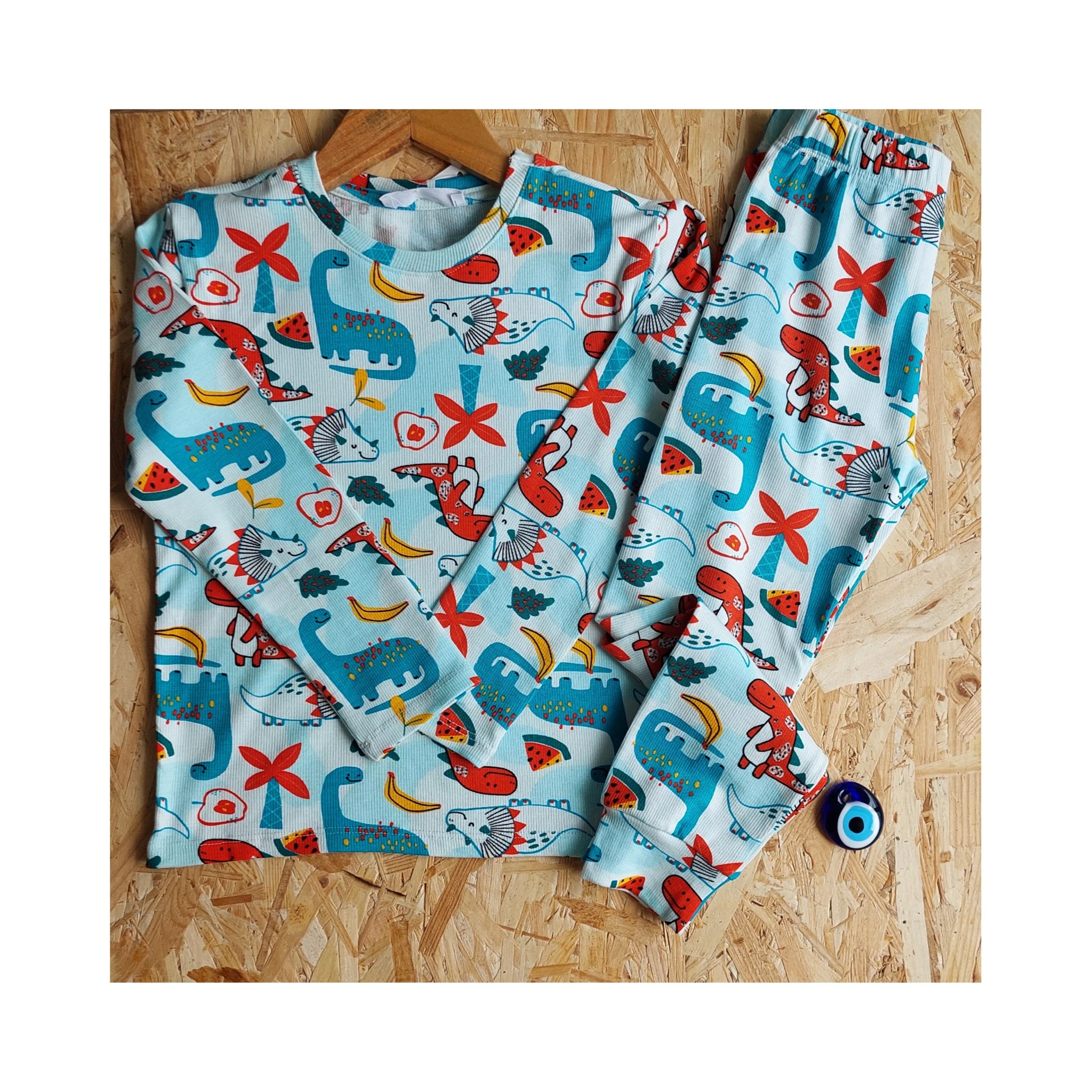 Dinozor Baskılı,Unisex Pijama Takımı 