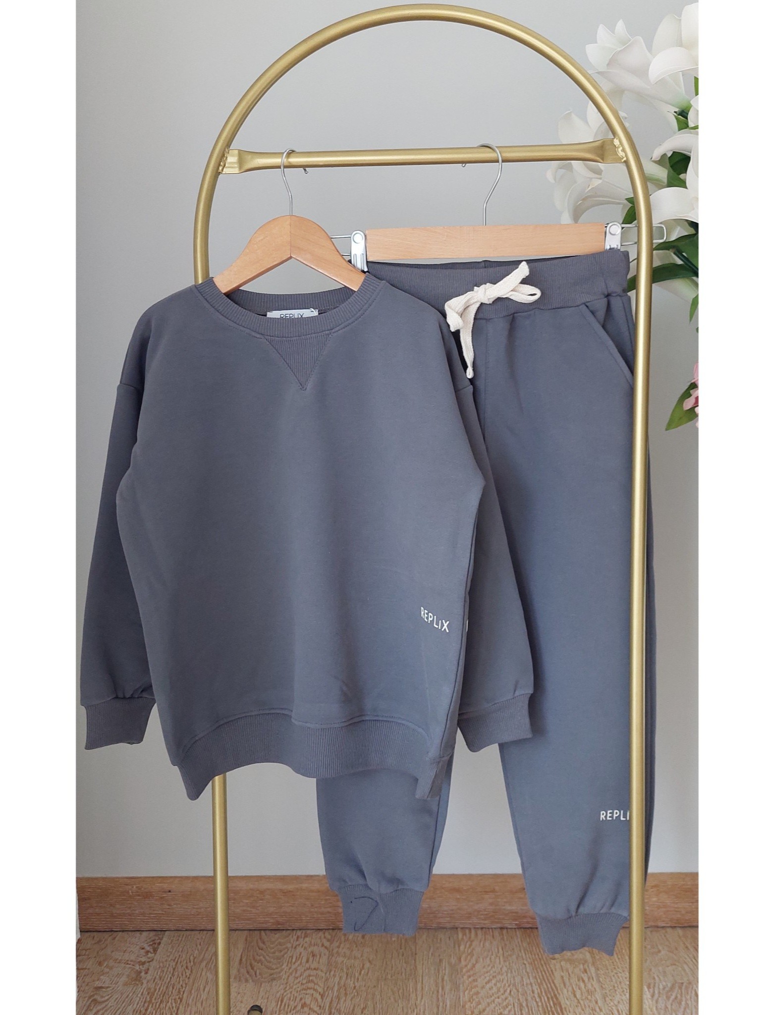 Füme Rengi,3iplik,Şardonsuz,Unisex Basic Takım