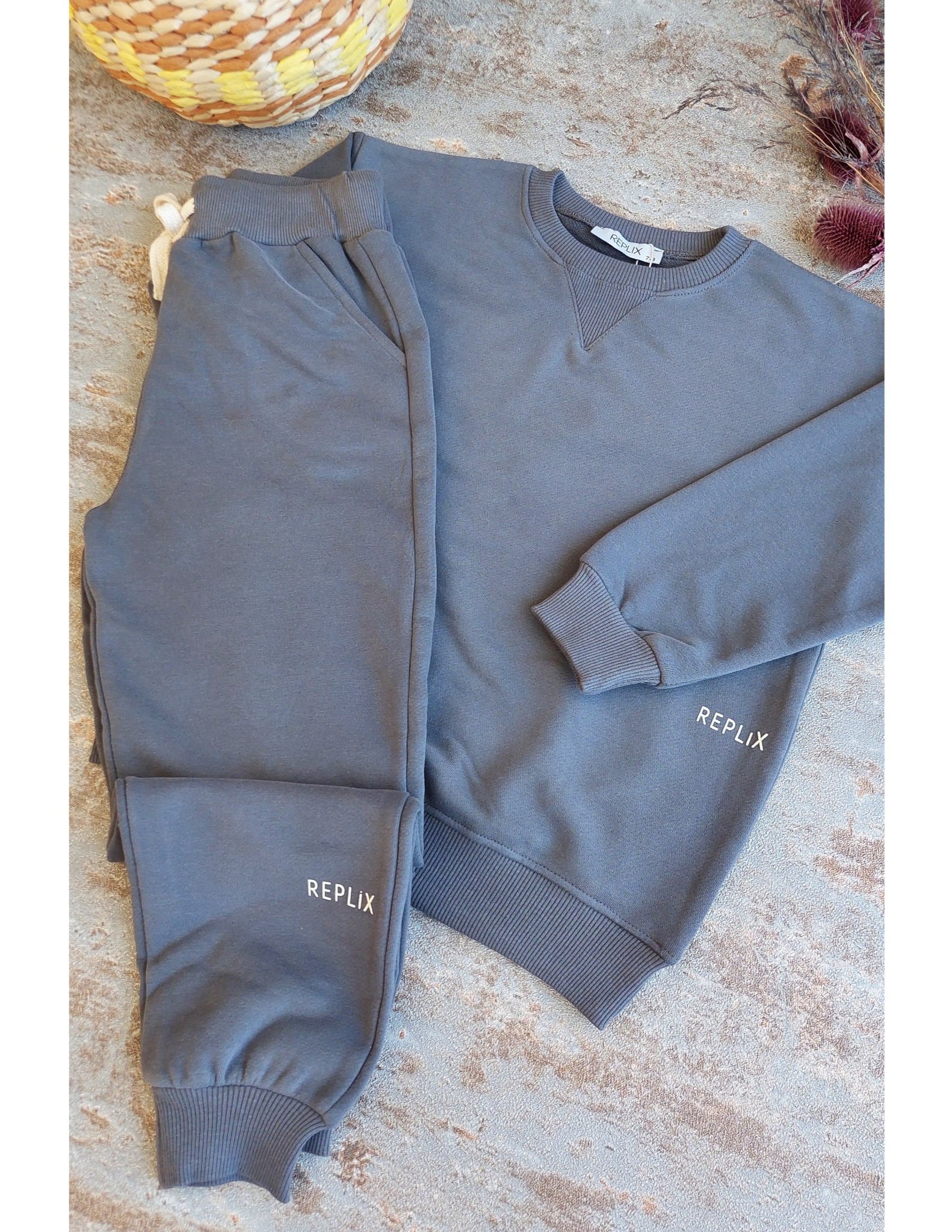 Füme Rengi,3iplik,Şardonsuz,Unisex Basic Takım