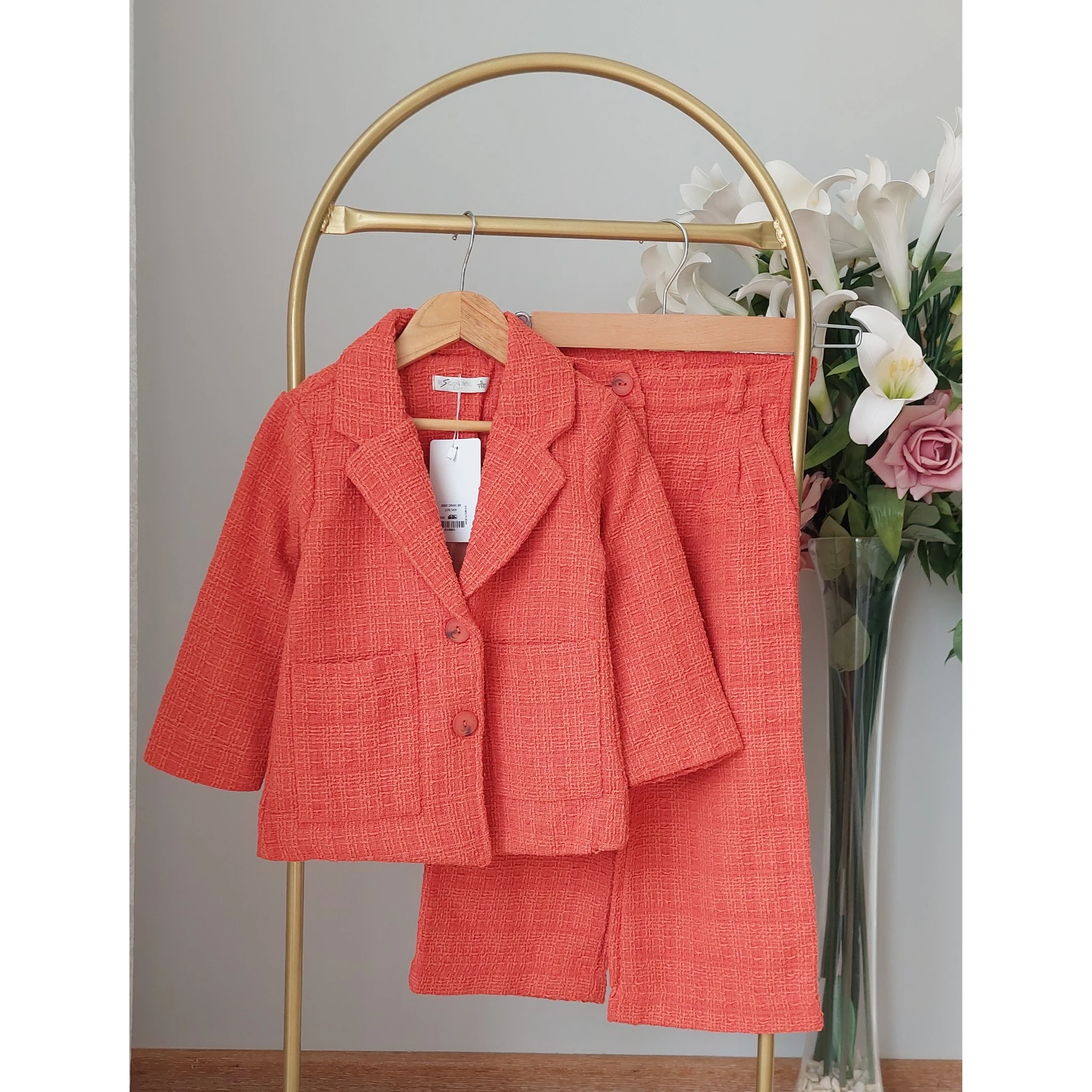 Turuncu ,Kız Çocuk, Ceketli Takım 