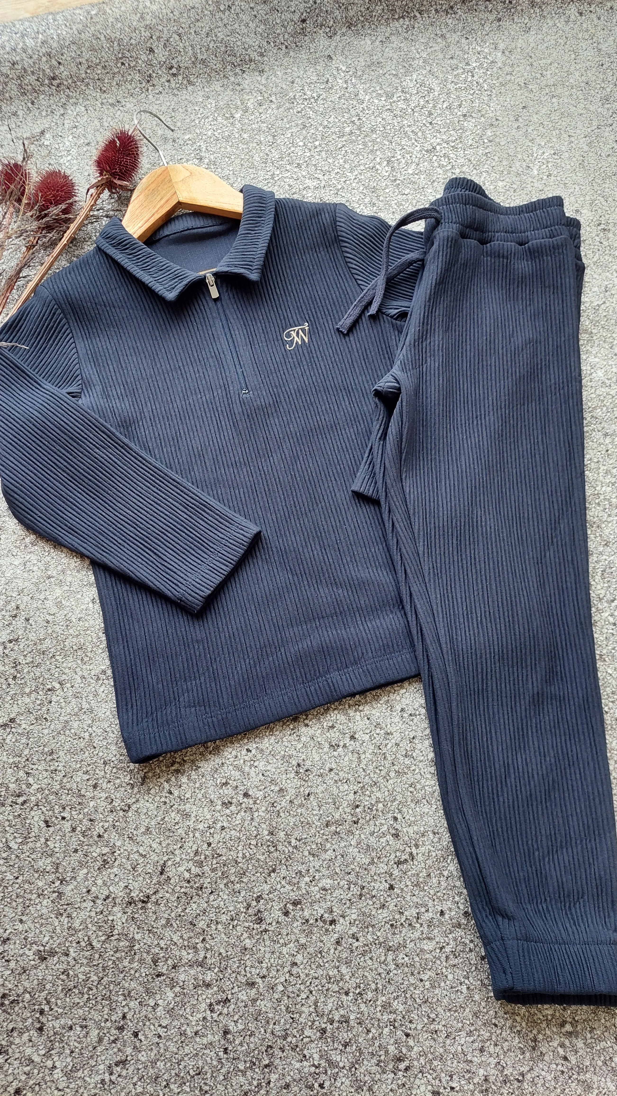 Lacivert Renk,Yarım Fermuarlı Takım