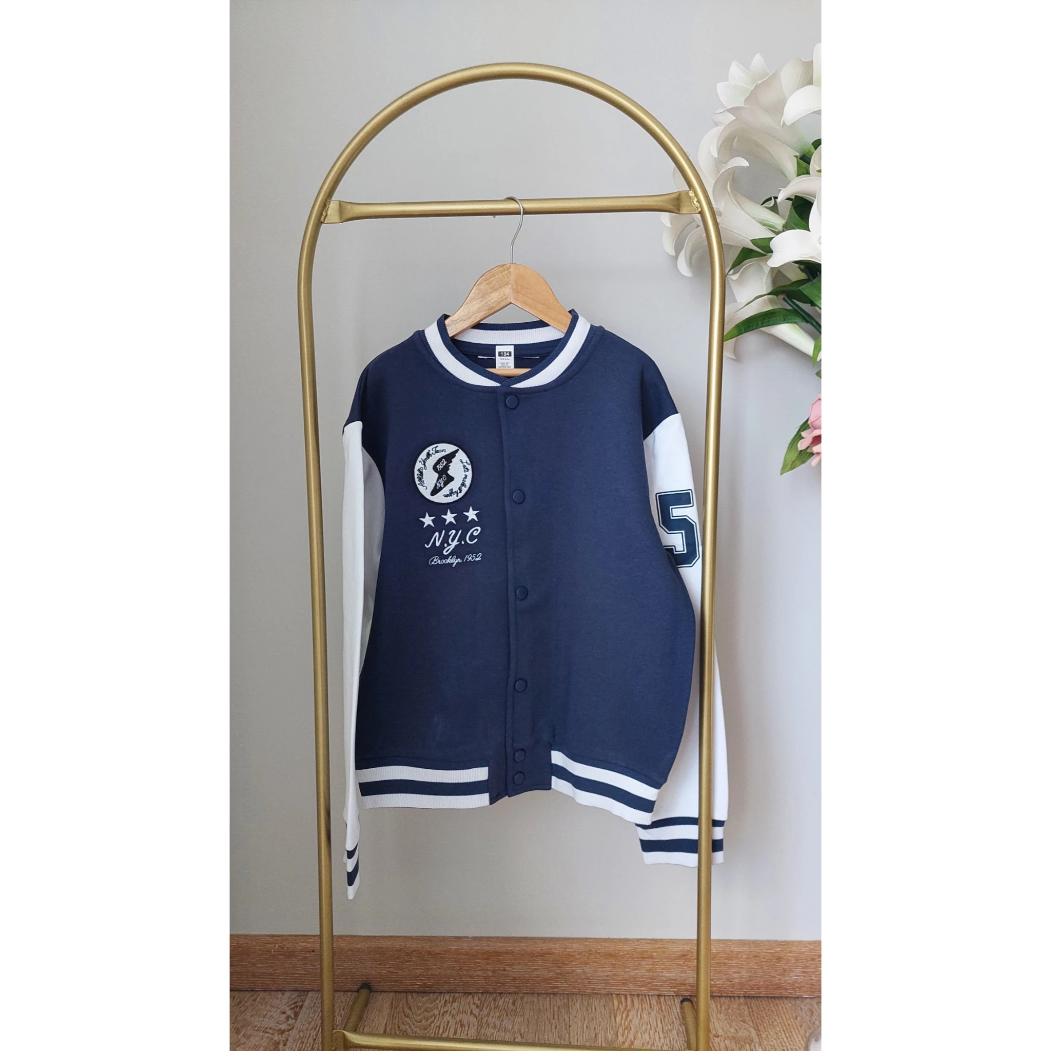 Lacivert_Beyaz Unisex Kolej Ceket