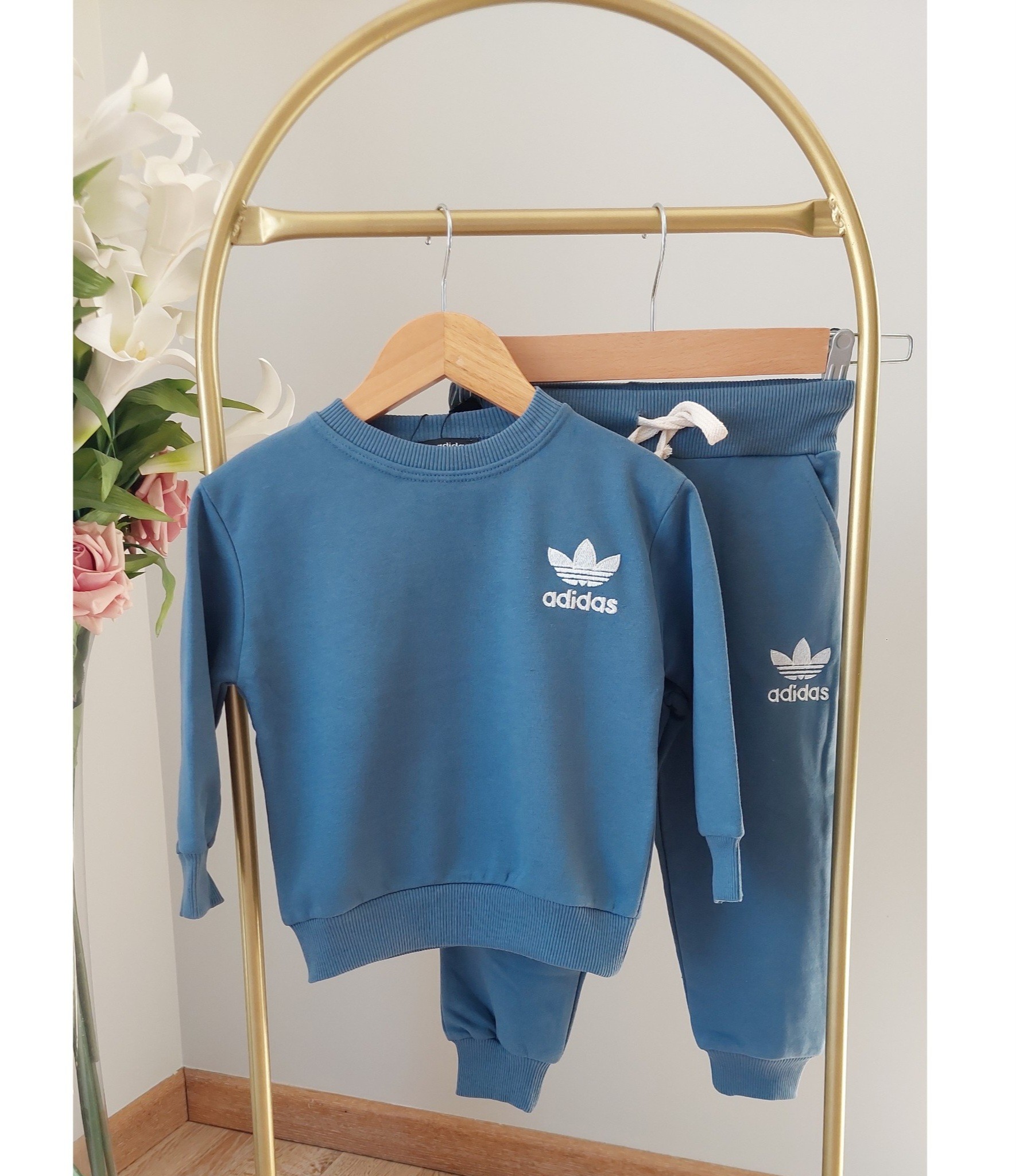 Mavi Renk,3 İplik Kumaşında Şardonsuz, Unisex Eşofman Takımı